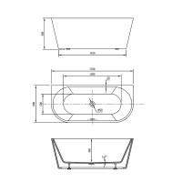 Ванна акриловая Vincea VBT-421-1500, 150 x 75 см, щелевой перелив, цвет белый
