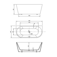 Ванна акриловая Vincea VBT-421-1800, 180 x 80 см, щелевой перелив