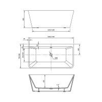 Ванна акриловая Vincea VBT-425-1700, 170 x 80 см, щелевой перелив