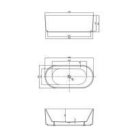 Ванна акриловая Vincea 170 x 80 см, слив-перелив в комплекте, белая матовая, VBT-426-1700MW