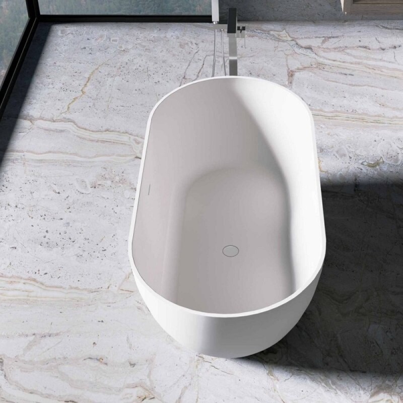 Ванна из искусственного камня Vincea VBT-4S04MW, 170 x 80 см, слив-перелив в комплекте, белый матовый