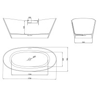 Ванна из искусственного камня Vincea VBT-4S08MW, 1700*780*620, белый мат., слив-перелив в комплекте