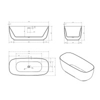 Ванна акриловая Vincea 170 x 75 см, слив-перелив в комплекте, цвет белый, VBT-631