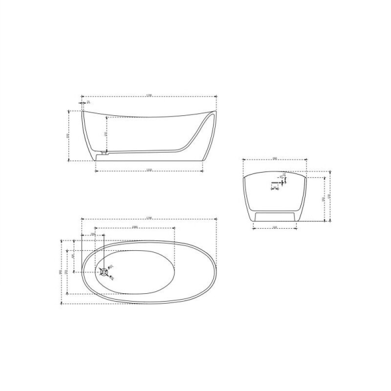 Ванна из искусственного камня Vincea VBT-6S03MW, 170 x 80 см, слив-перелив в комплекте, белый