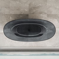 Ванна прозрачная Vincea 170 x 75 см, слив-перелив в комплекте, цвет черный, VBT-6T01B