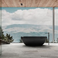 Ванна прозрачная Vincea 170 x 75 см, слив-перелив в комплекте, цвет черный, VBT-6T01B