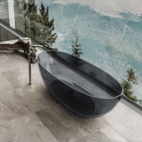 Ванна прозрачная Vincea 170 x 75 см, слив-перелив в комплекте, цвет черный, VBT-6T01B