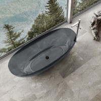 Ванна прозрачная Vincea 170 x 75 см, слив-перелив в комплекте, цвет черный, VBT-6T01B