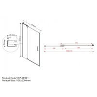 Душевая дверь Vincea Extra VDP-1E, 100/110 см, распашная, стекло прозрачное, профиль черный, VDP-1E1011CLB