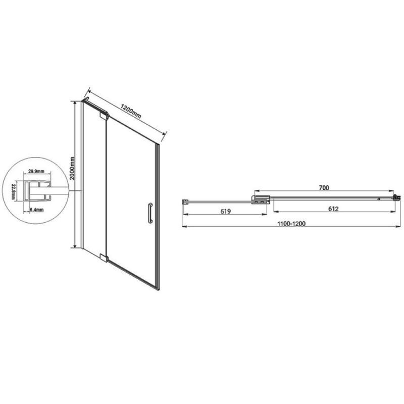 Душевая дверь Vincea Extra VDP-1E, 110/120 см, распашная, стекло прозрачное, профиль хром, VDP-1E1112CL