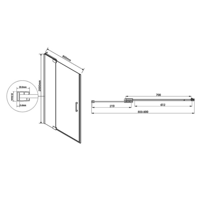 Душевая дверь Vincea Extra VDP-1E, 80/90 см, распашная, стекло прозрачное, профиль хром, VDP-1E8090CL
