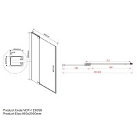 Душевая дверь Vincea Extra, 80/90 см, стекло прозрачное, профиль черный, VDP-1E8090CLB