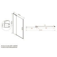 Душевая дверь Vincea Extra 80/90 см, стекло прозрачное, профиль воронёная сталь, gunmetal, VDP-1E8090CLGM