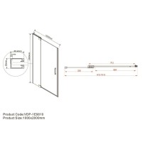 Душевая дверь Vincea Extra 90/100 см, стекло прозрачное, профиль воронёная сталь, gunmetal, VDP-1E9010CLGM