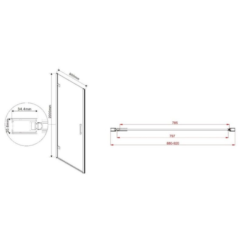 Душевая дверь Vincea Flex VDP-1F 90 см распашная, стекло тонированное, черный, VDP-1F900CGB