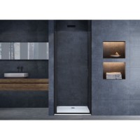 Душевая дверь Vincea Alpha 70 х195 см, распашная, стекло прозрачное, профиль черный, VDP-3AL700CLB