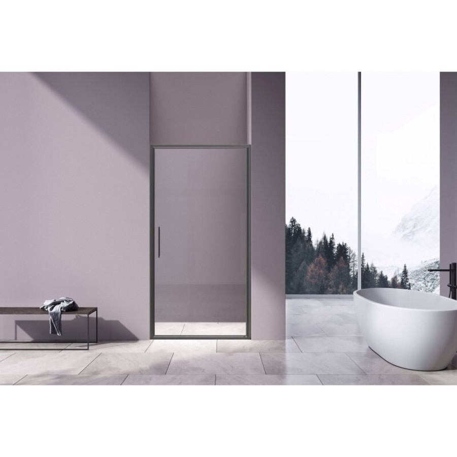 Душевая дверь Vincea Slim VDP-4SL100CLGM, 100 см, стекло прозрачное, профиль вороненая сталь