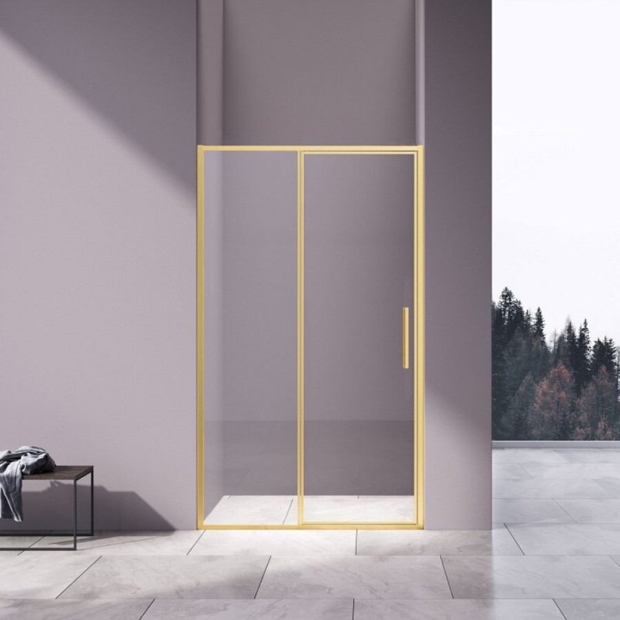 Душевая дверь Vincea Slim VDP-4SL120CLG, 120 см, стекло прозрачное, профиль золото брашированное