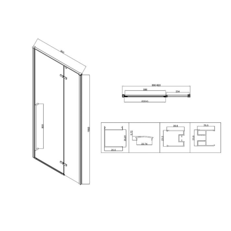 Душевая дверь Vincea Slim-N VDPH-5SN900CL, 90 см, стекло прозрачное, профиль хром