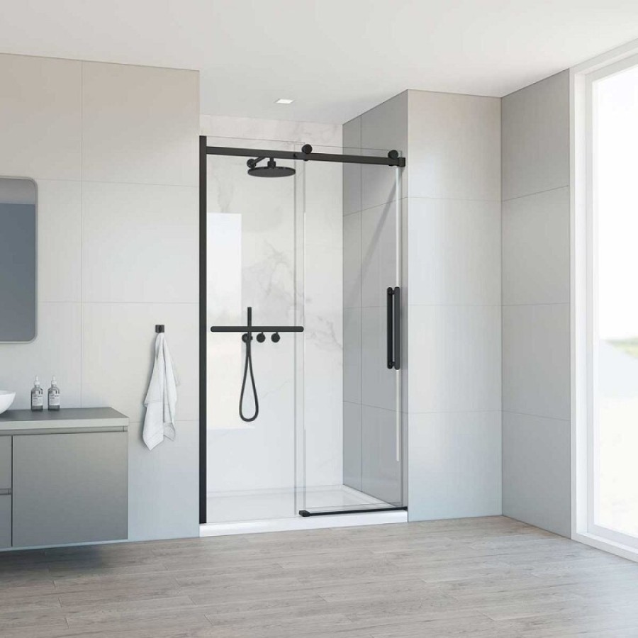 Душевая дверь Vincea Сomo Soft 130 см, стекло прозрачное, профиль черный, VDS-1CS130CLB