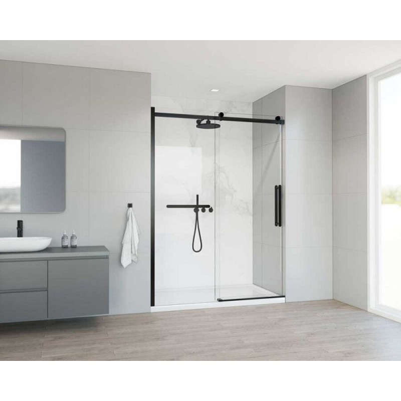 Душевая дверь Vincea Сomo Soft 150 см, стекло прозрачное, профиль черный, VDS-1CS150CLB