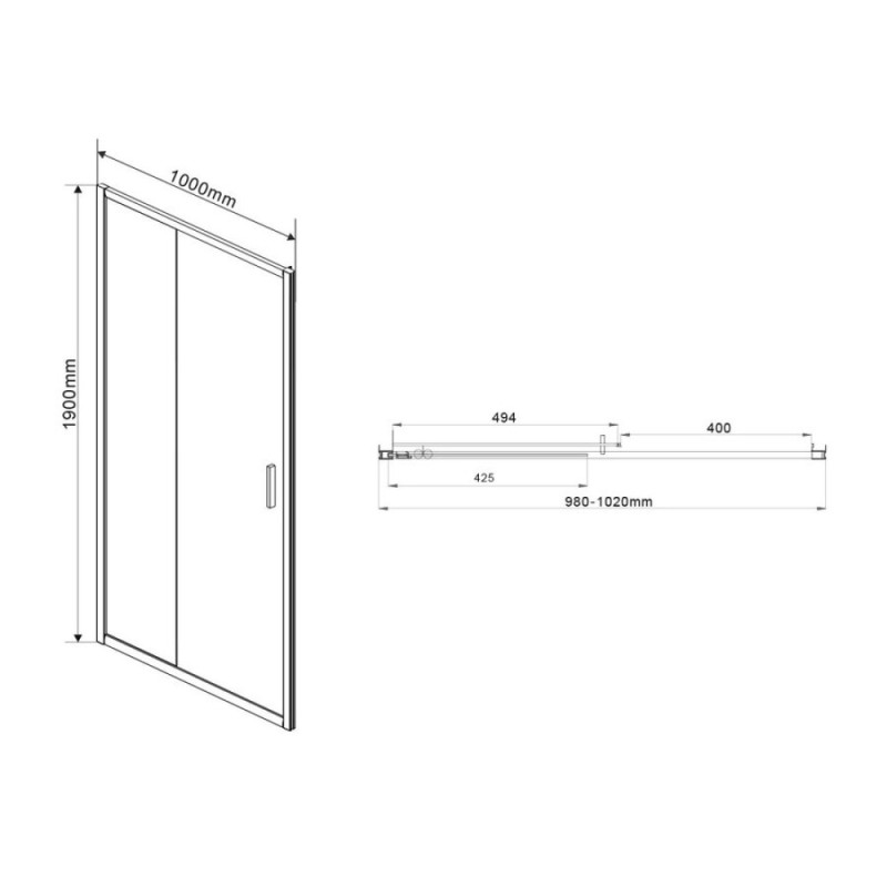 Душевая дверь Vincea Garda VDS-1G100CH, 100 см, раздвижная, стекло шиншилла, хром