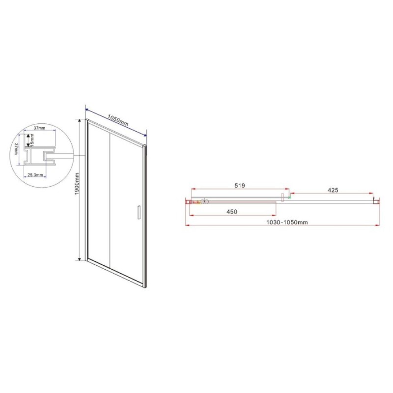 Душевая дверь Vincea Garda VDS-1G 105 см раздвижная, стекло шиншилла, хром, VDS-1G105CH