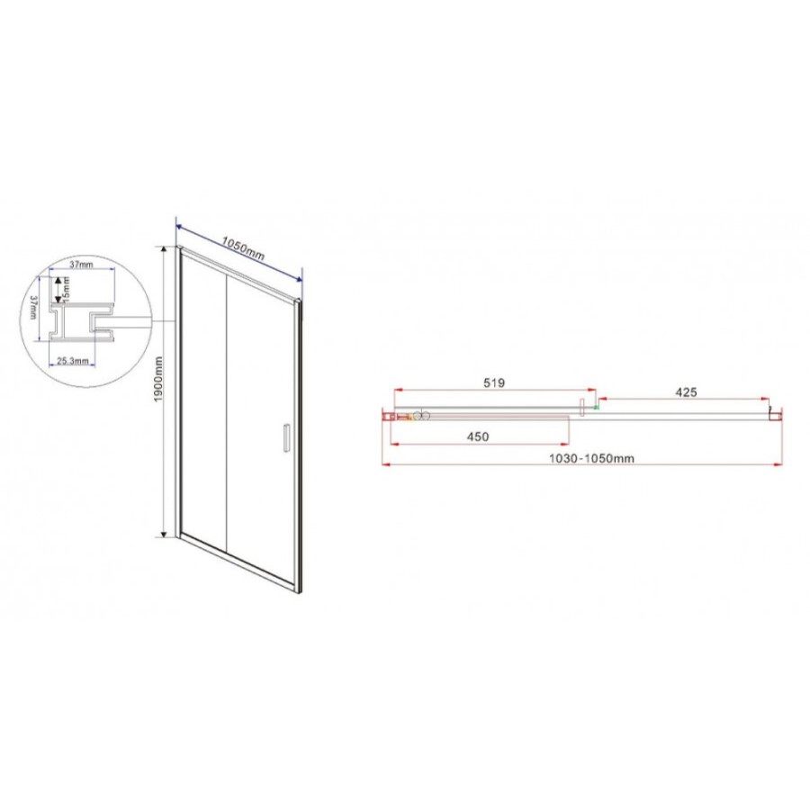 Душевая дверь Vincea Garda VDS-1G 105 см раздвижная, стекло прозрачное, хром, VDS-1G105CL
