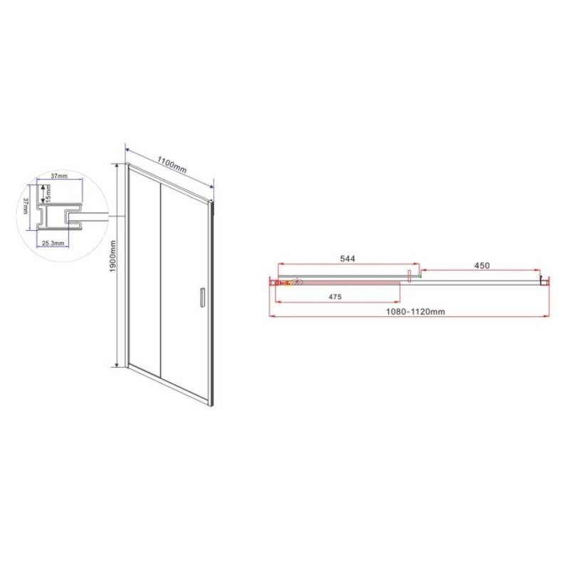 Душевая дверь Vincea Garda VDS-1G110CL, 110 см, раздвижная, стекло прозрачное, хром