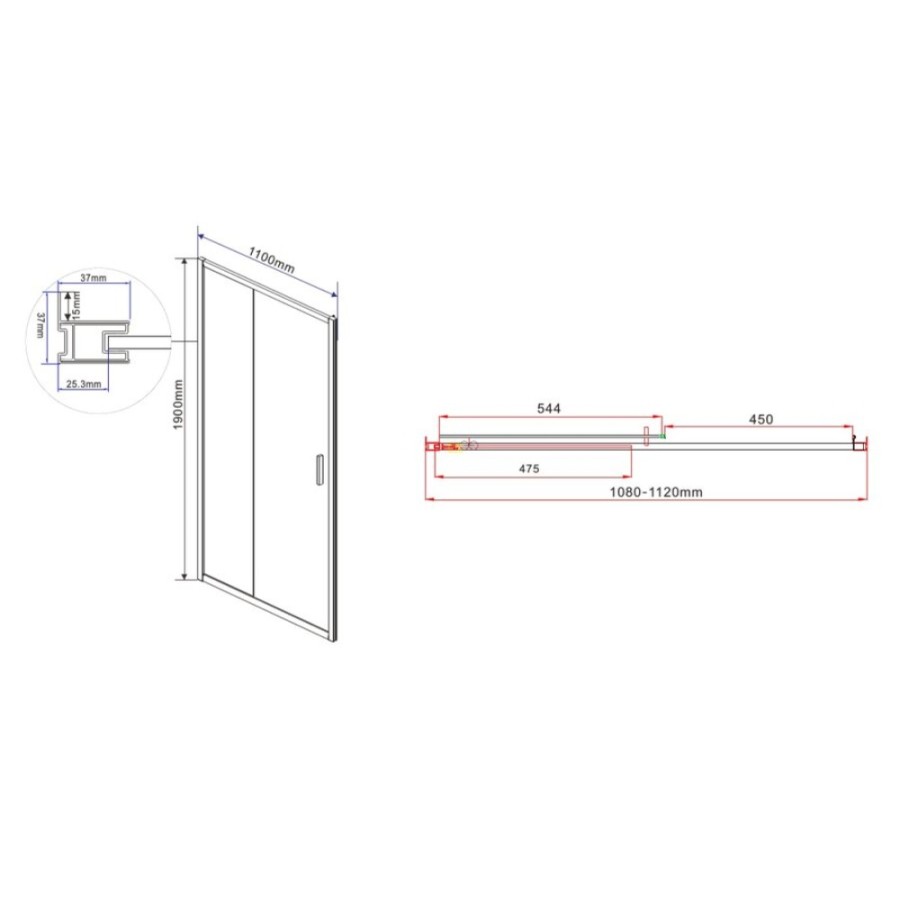 Душевая дверь Vincea Garda VDS-1G110CL, 110 см, раздвижная, стекло прозрачное, хром
