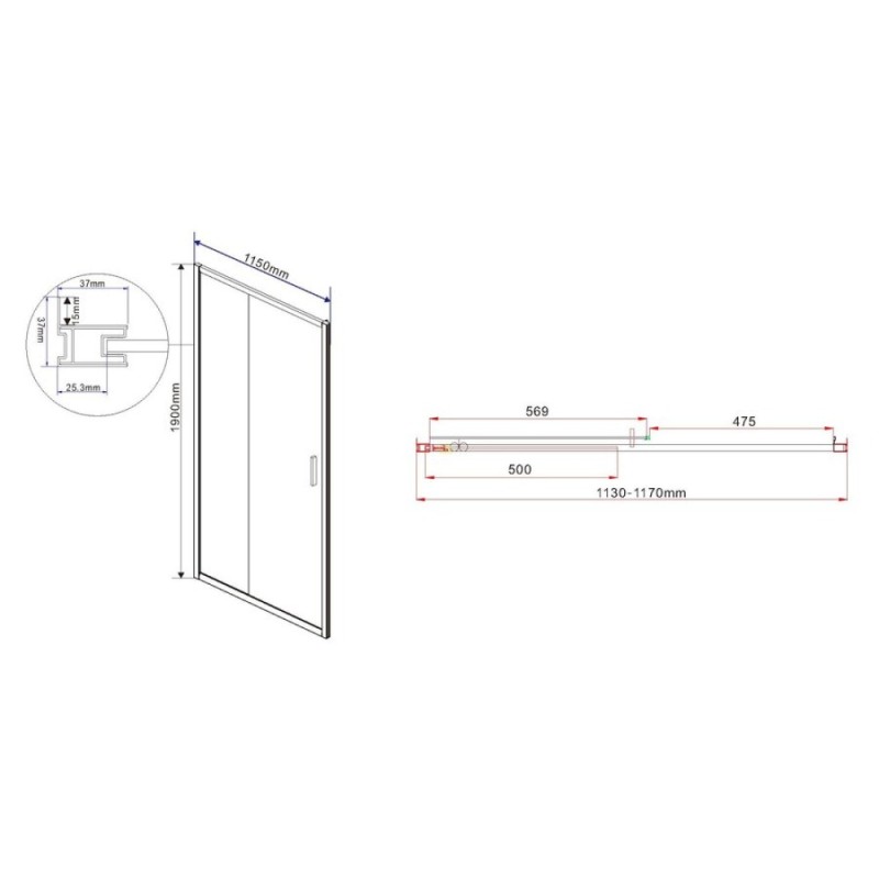 Душевая дверь Vincea Garda VDS-1G 115 см раздвижная, стекло шиншилла, хром, VDS-1G115CH