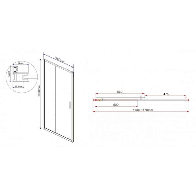 Душевая дверь Vincea Garda VDS-1G 115 см раздвижная, стекло прозрачное, хром, VDS-1G115CL