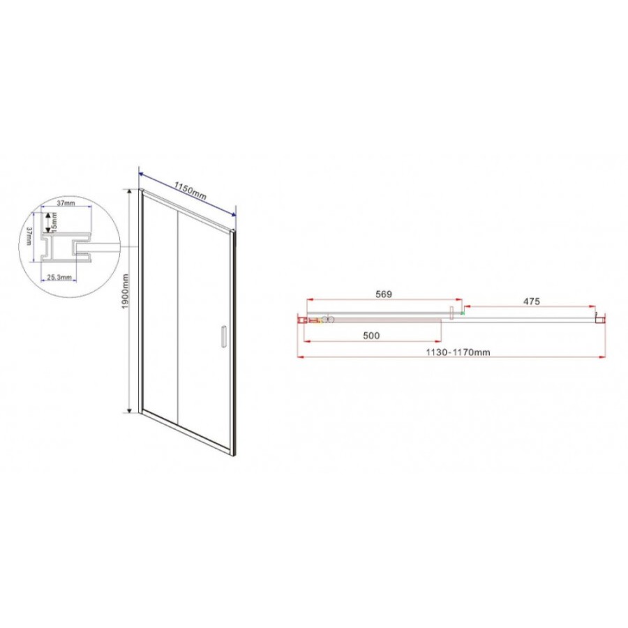 Душевая дверь Vincea Garda VDS-1G 115 см раздвижная, стекло прозрачное, хром, VDS-1G115CL