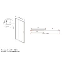 Душевая дверь Vincea Garda 115 см, стекло прозрачное, профиль черный, VDS-1G115CLB