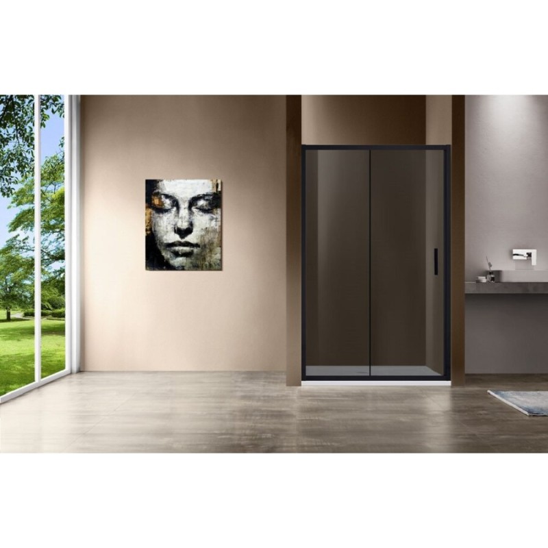 Душевая дверь Vincea Garda 120 см, раздвижная, стекло тонированное, профиль черный, VDS-1G120CGB