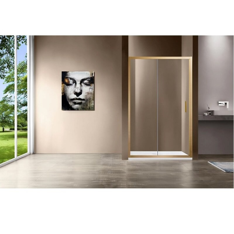 Душевая дверь в нишу Vincea Garda VDS-1G120CLG, 120 см, раздвижная, стекло прозрачное, профиль брашированное золото