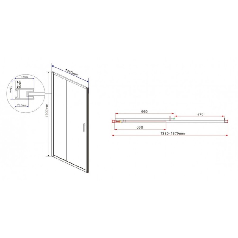 Душевая дверь Vincea Garda VDS-1G 135 см раздвижная, стекло прозрачное, хром, VDS-1G135CL