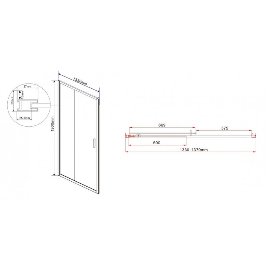 Душевая дверь Vincea Garda VDS-1G 135 см раздвижная, стекло прозрачное, хром, VDS-1G135CL
