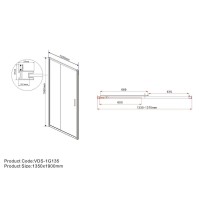 Душевая дверь Vincea Garda 135 см, стекло прозрачное, профиль черный, VDS-1G135CLB