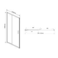 Душевая дверь Vincea Garda VDS-1G140CH, 140 см, раздвижная, стекло шиншилла, хром