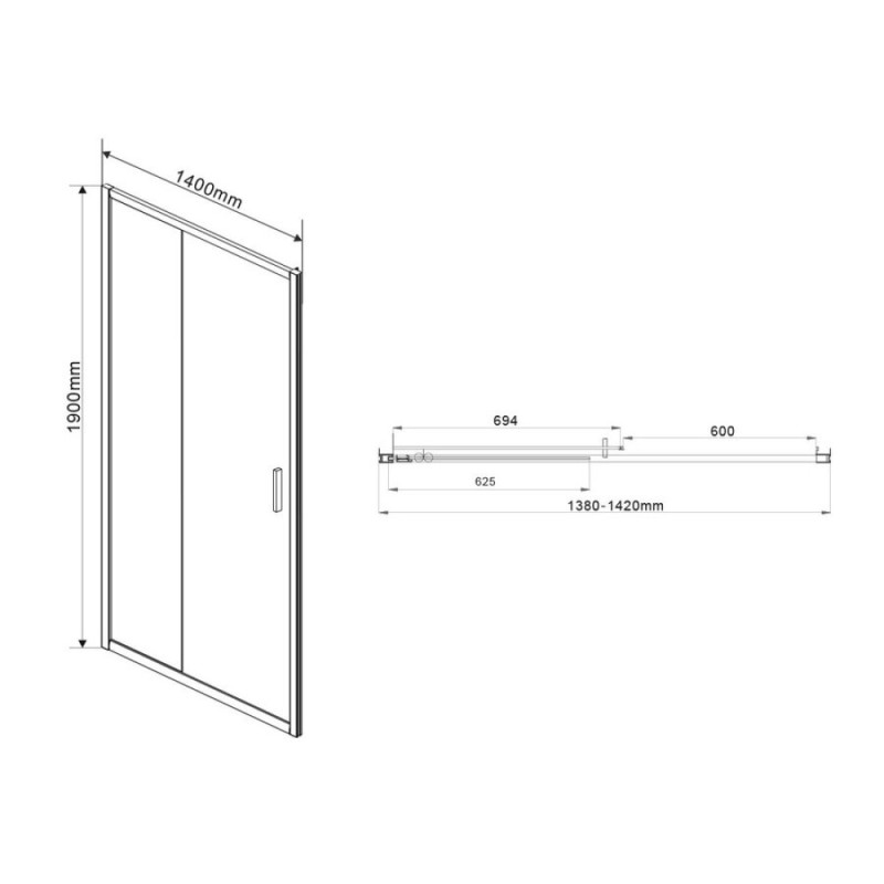 Душевая дверь Vincea Garda VDS-1G140CH, 140 см, раздвижная, стекло шиншилла, хром