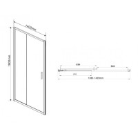 Душевая дверь Vincea Garda VDS-1G 140 см раздвижная, стекло прозрачное, черный, VDS-1G140CLB