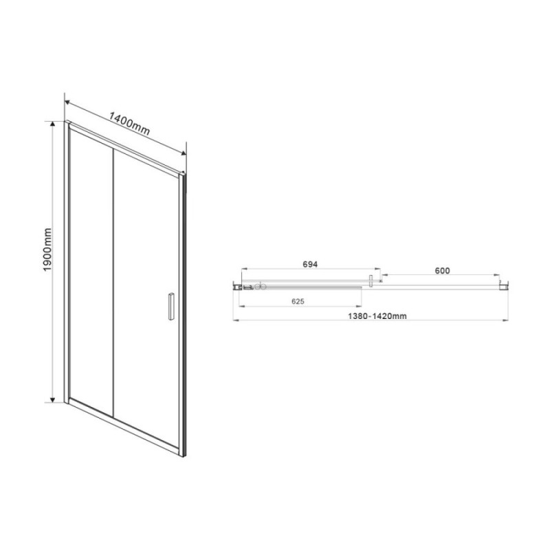 Душевая дверь Vincea Garda 140 см, стекло прозрачное, профиль воронёная сталь, gunmetal, VDS-1G140CLGM