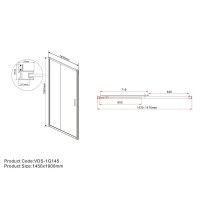 Душевая дверь Vincea Garda 145 см, стекло прозрачное, профиль черный, VDS-1G145CLB
