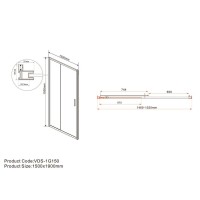 Душевая дверь Vincea Garda 150 см, стекло прозрачное, профиль черный, VDS-1G150CLB