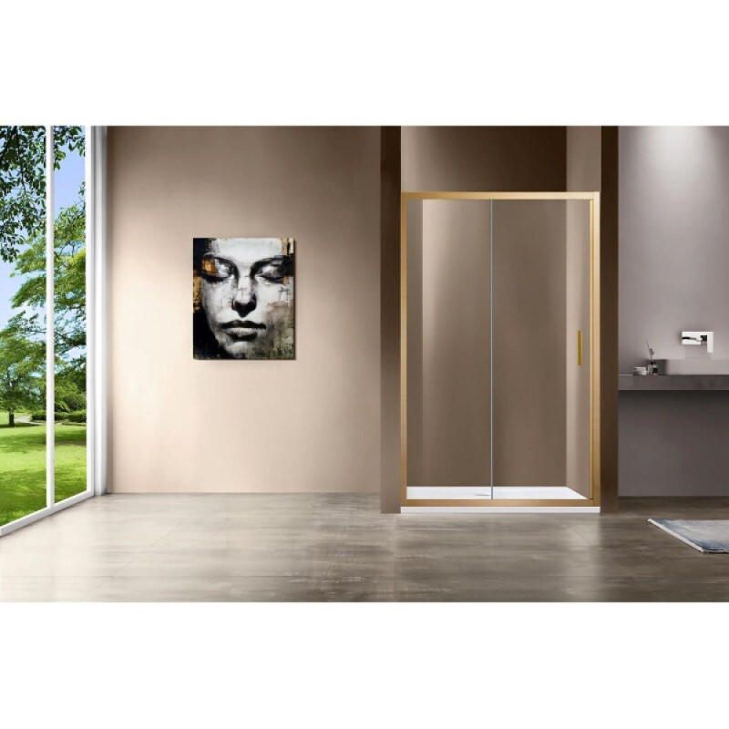 Душевая дверь Vincea Garda VDS-1G150CLG, 150 см, стекло прозрачное, профиль брашированное золото