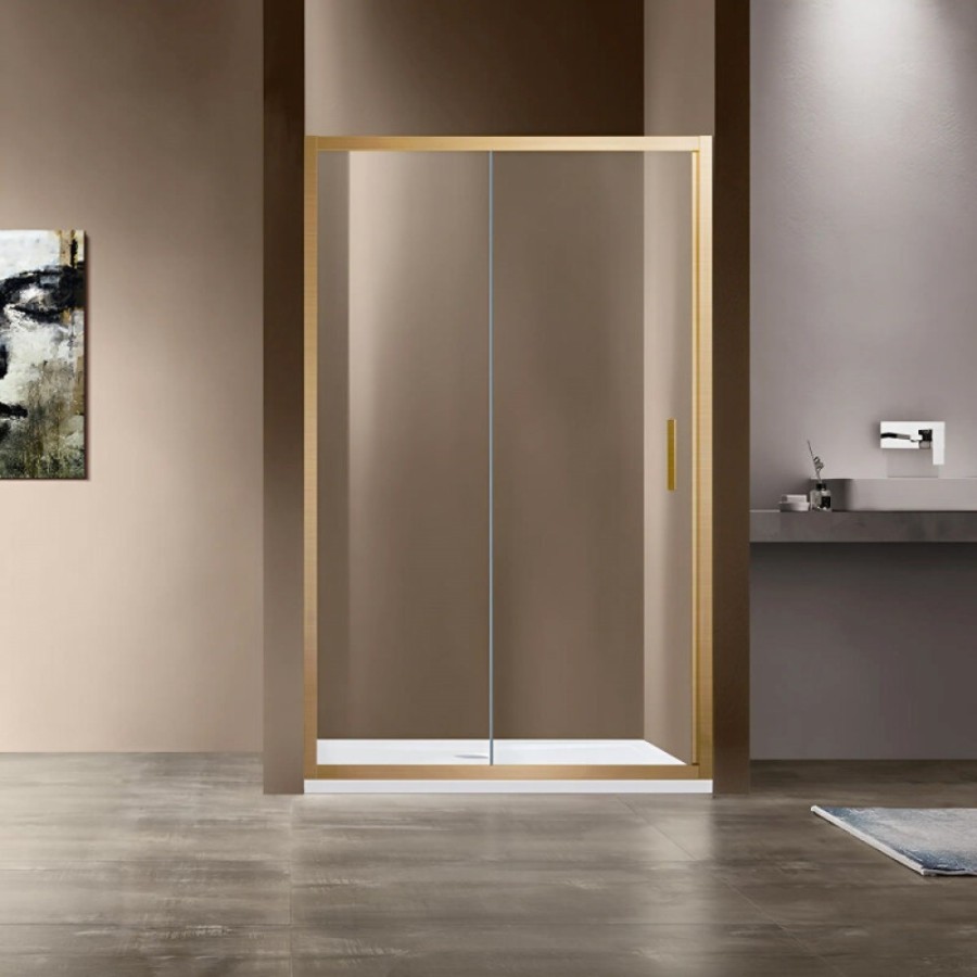 Душевая дверь Vincea Garda VDS-1G150CLG, 150 см, стекло прозрачное, профиль брашированное золото