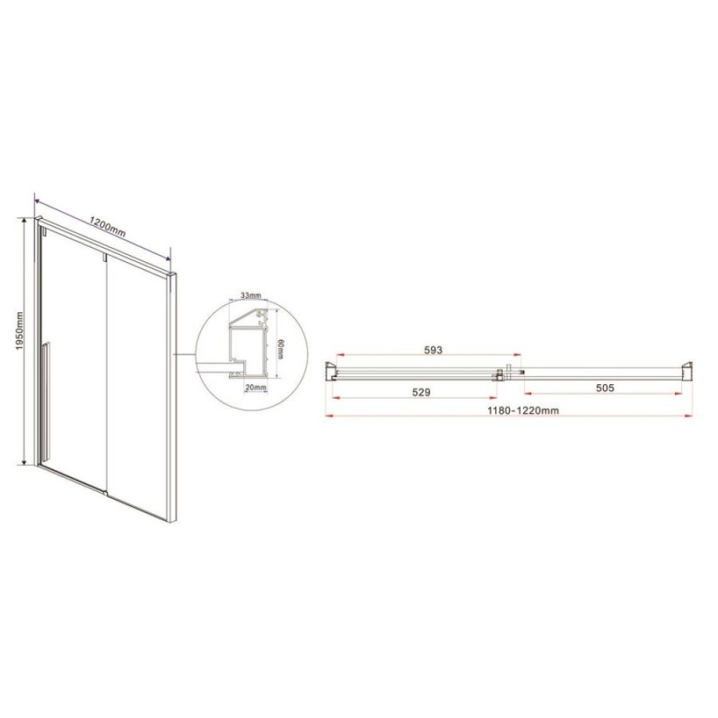 Душевая дверь Vincea Lugano VDS-1L120CLB-1, 120 см, раздвижная, стекло прозрачное, черный