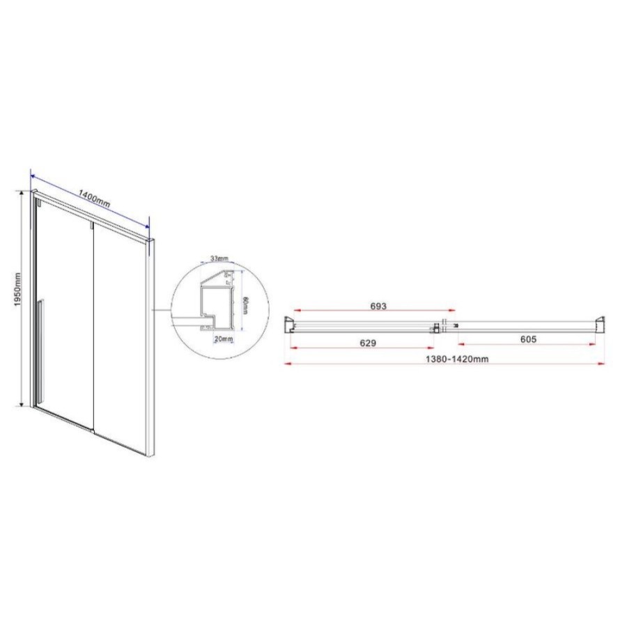 Душевая дверь Vincea Lugano VDS-1L-1 140 см раздвижная, стекло прозрачное, черный, VDS-1L140CLB-1