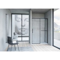 Душевая дверь Vincea Slim Soft, 110 см, раздвижная, стекло прозрачное, профиль черный, VDS-1SS110CLB